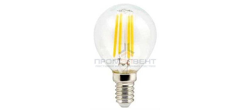 Ecola globe   LED Premium  6,0W G45 220V E14 2700K 360° filament прозр. нитевидный шар (Ra 80, 100 Lm/W, КП=0) 78х45