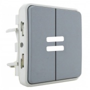 Механизм двухклавишного переключателя Legrand Plexo IP55 с подсветкой, серый