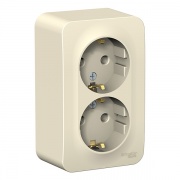 Розетка 2-ая с заземлением без шторок Blanca Schneider Electric 16А 250В молочная