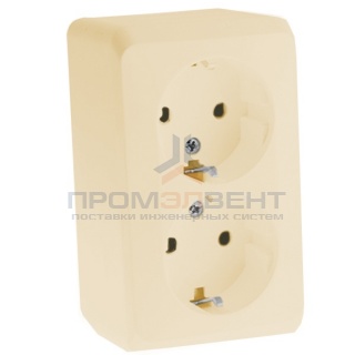 Розетка двойная с/з Этюд кремовая [уп 16шт]