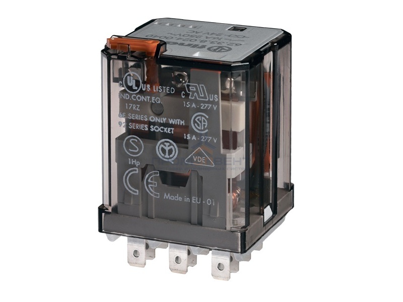 Силовое реле Finder 3 контакта, 16A - AC (50/60Гц) - 230В - AgCdO Faston 187 (4.8x0.5мм)